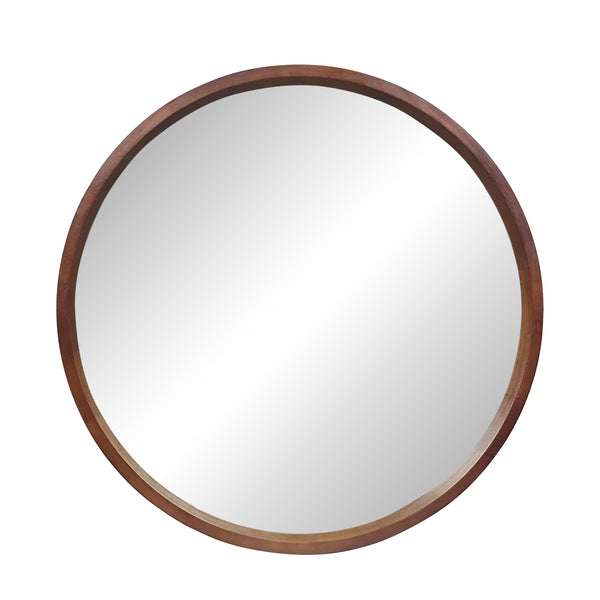 Specchio da parete rotondo in legno, 76 cm, finitura naturale