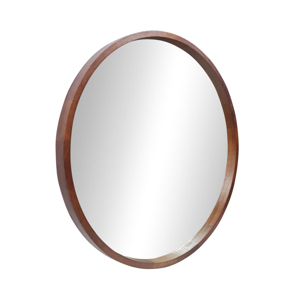 Specchio da parete rotondo in legno, 76 cm, finitura naturale