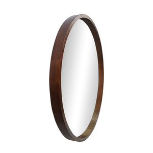 Specchio da parete rotondo in legno, 76 cm, finitura naturale