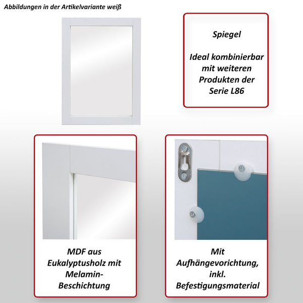 Wandspiegel JAM-L86 Badezimmer Badspiegel 72x52cm schwarz