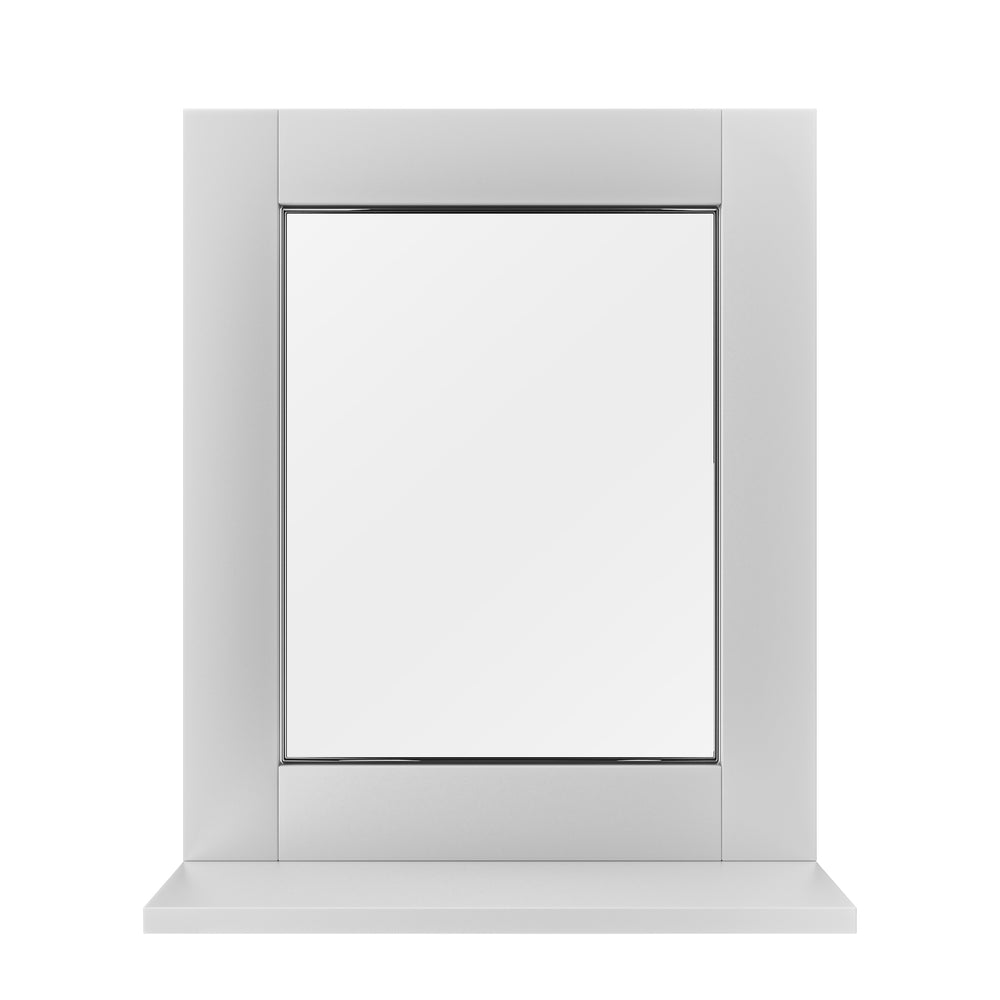 Wall mirror with shelf, white