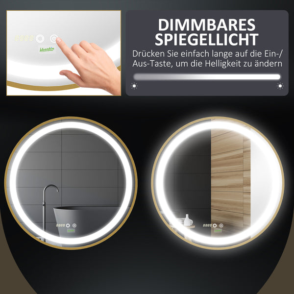 Wandspiegel mit Beleuchtung LED-Leuchte 60x60cm