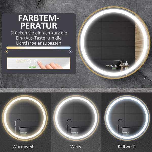 Wandspiegel mit Beleuchtung LED-Leuchte 60x60cm