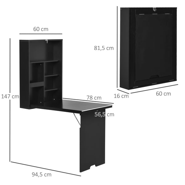 Wandtisch Wandklapptisch Schreibtisch mit Tafel 60x945x147cm