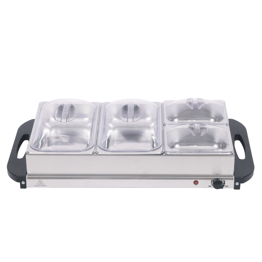 Piastra riscaldante elettrica, acciaio inox, 2 x 2,5L + 2 x 1L