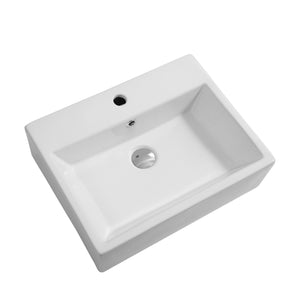Lavabo rettangolare in ceramica, 52 x 42 cm, bianco