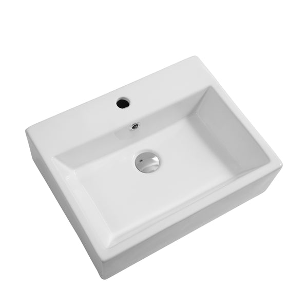 Lavabo rettangolare in ceramica, 52 x 42 cm, bianco