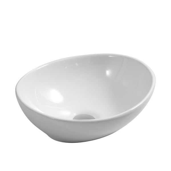 Lavabo ovale in ceramica, 40 x 33 cm, bianco