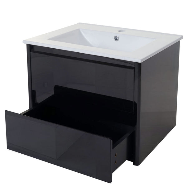 Waschbecken + Unterschrank JAM-B19 hochglanz 50x60cm schwarz