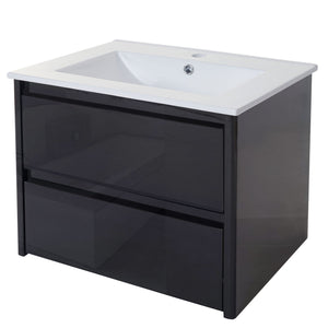 Waschbecken + Unterschrank JAM-B19 hochglanz 50x60cm schwarz