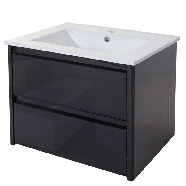 Waschbecken + Unterschrank JAM-B19 hochglanz 50x60cm schwarz