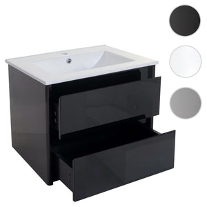 Waschbecken + Unterschrank JAM-B19 hochglanz 50x60cm schwarz