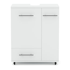 Waschbeckenunterschrank auf Rollen 50 x 33 x 59 cm weiss
