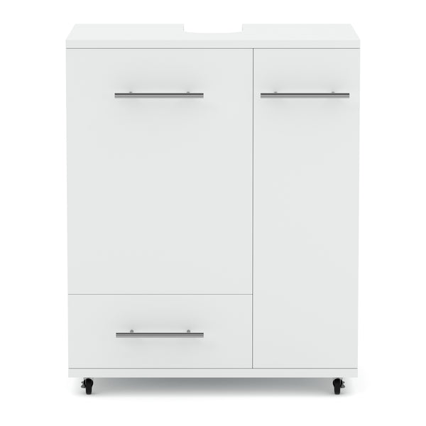 Waschbeckenunterschrank auf Rollen 50 x 33 x 59 cm weiss
