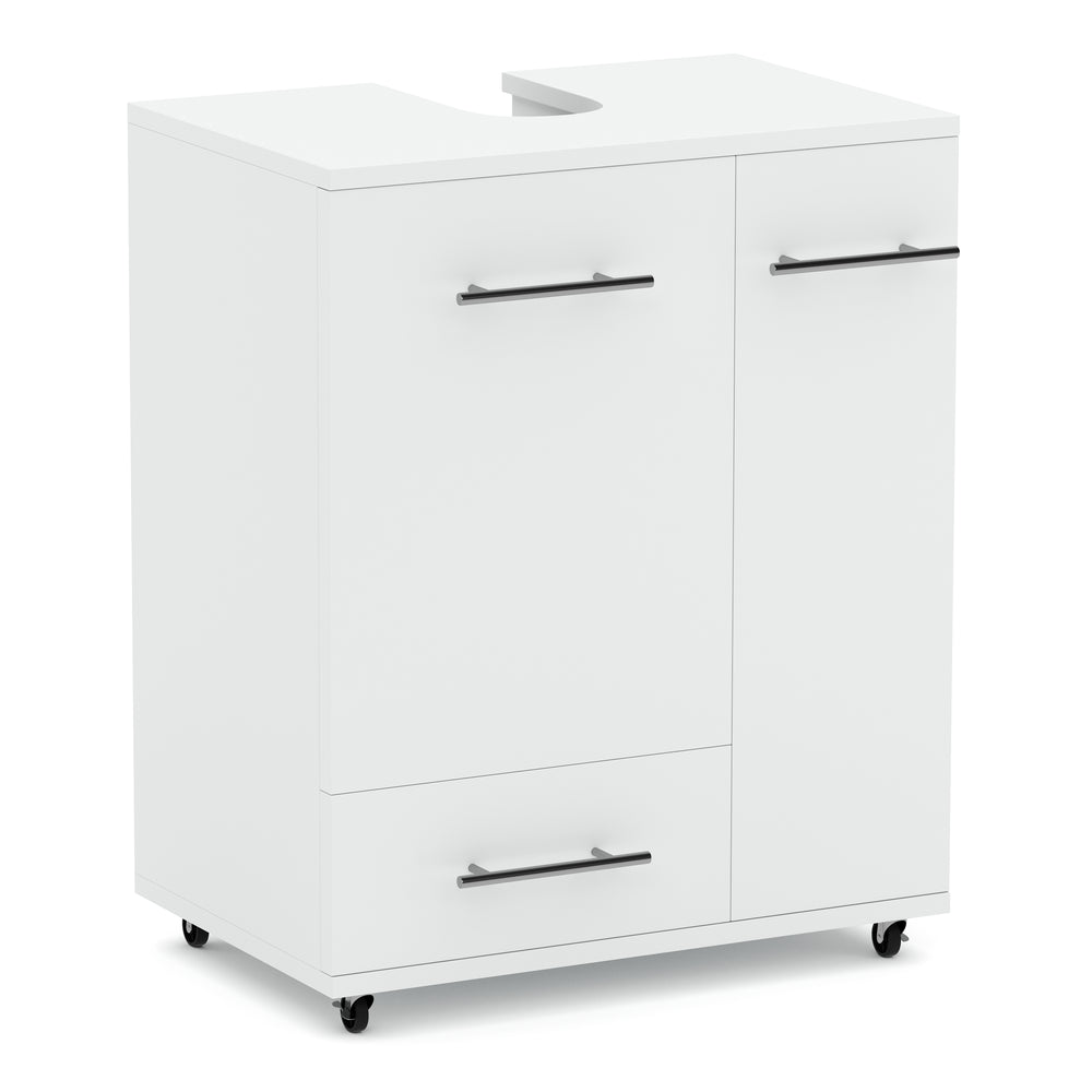 Waschbeckenunterschrank auf Rollen 50 x 33 x 59 cm weiss