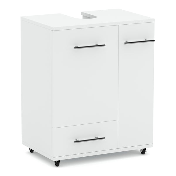 Waschbeckenunterschrank auf Rollen 50 x 33 x 59 cm weiss