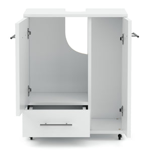 Waschbeckenunterschrank auf Rollen 50 x 33 x 59 cm weiss