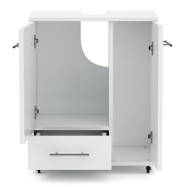 Waschbeckenunterschrank auf Rollen 50 x 33 x 59 cm weiss