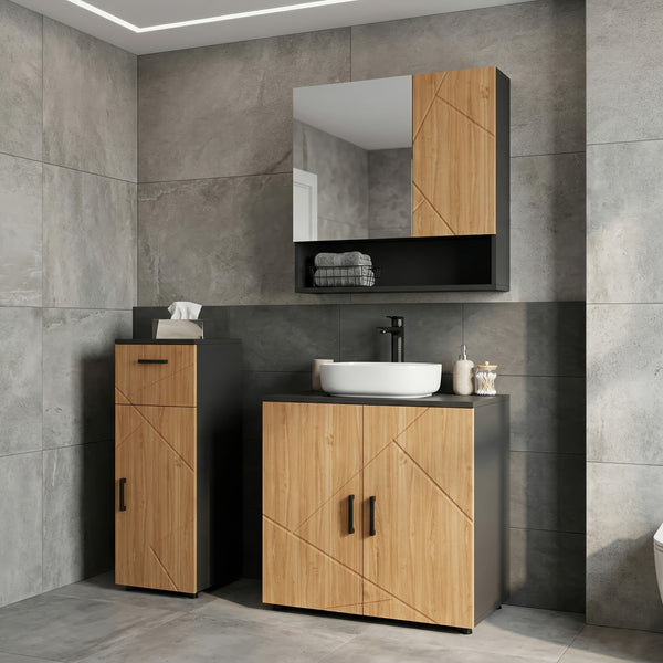 Waschbeckenunterschrank AQUALIA 60 x 30 x 60 cm braun/schwarz