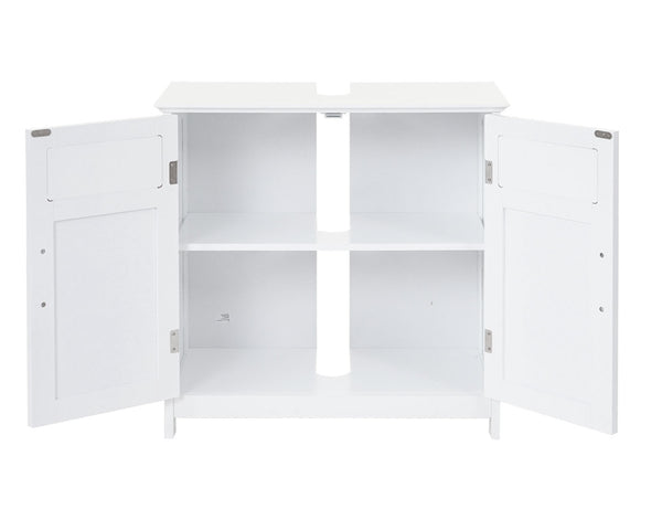 Waschbeckenunterschrank, Badschrank 60x60x30cm ~ weiss
