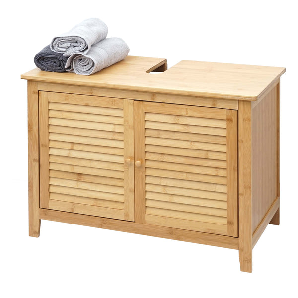 Waschbeckenunterschrank Badschrank Bambus 60x80x40cm