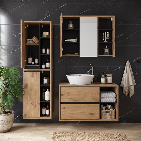 Waschbeckenunterschrank VODA 100 x 46 x 60 cm braun/schwarz