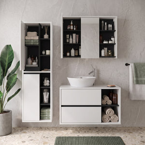 Spiegelschrank Badezimmer VODA 100 x 18 x 75 cm weiss/schwarz
