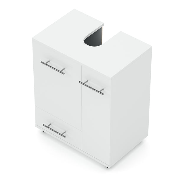 Waschbeckenunterschrank auf Rollen 50 x 33 x 59 cm weiss