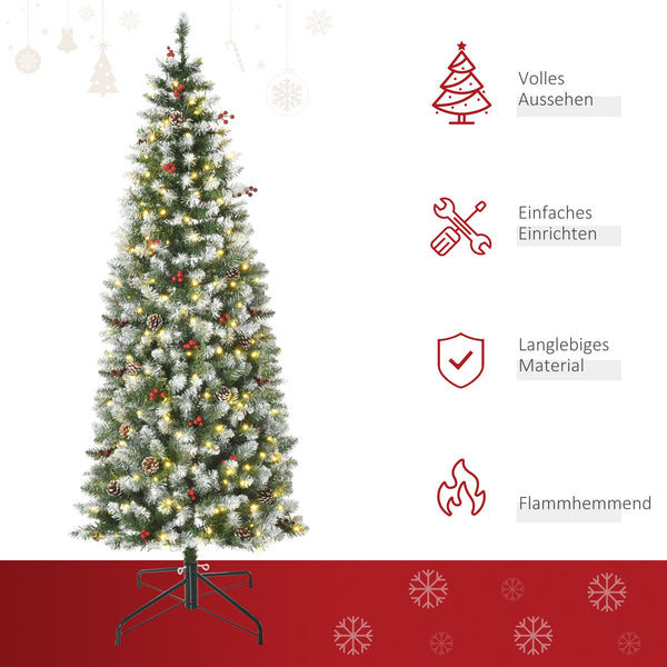 Weihnachtsbaum mit 300 LEDs Deko Schnee 180cm