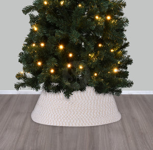 Weihnachtsbaumrock rund 57 cm weiss/gold