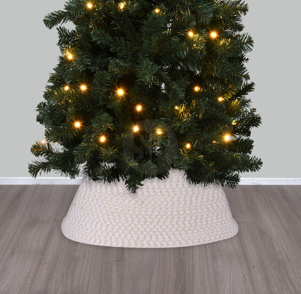 Weihnachtsbaumrock rund 57 cm weiss/gold