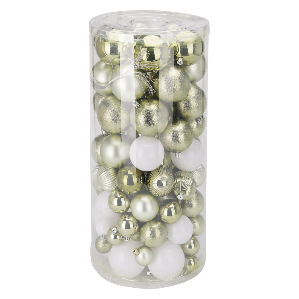 Weihnachtskugel Set 100-teilig grün/weiss