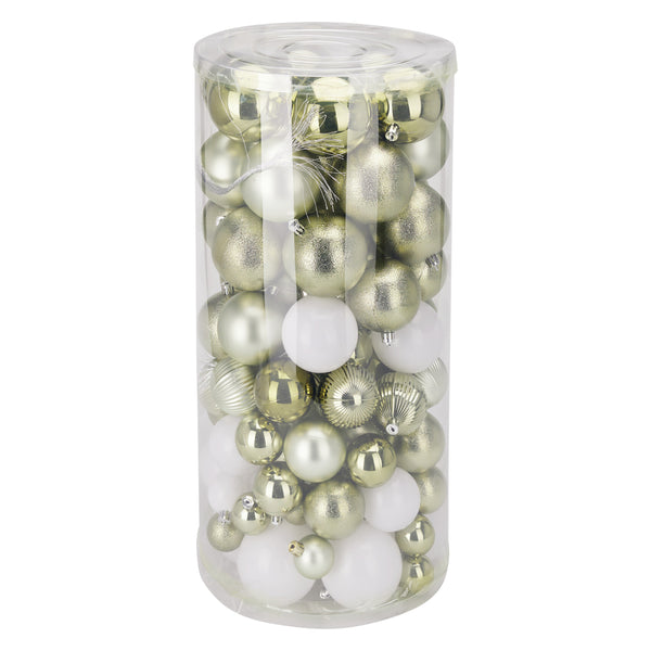 Weihnachtskugel Set 100-teilig grün/weiss