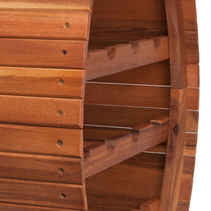Acacia wood wine rack for 12 bottles in a wine barrel design