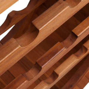 Acacia wood wine rack for 12 bottles in a wine barrel design