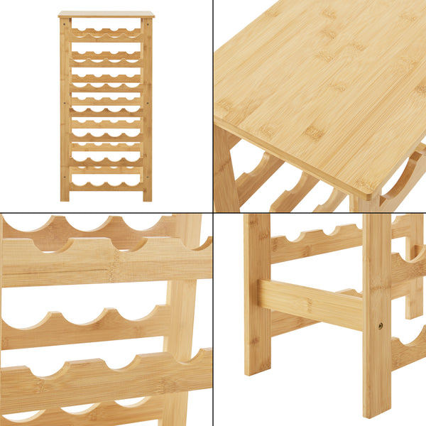 Portabottiglie Äänekoski 28 bottiglie 94x47x29 cm bambù