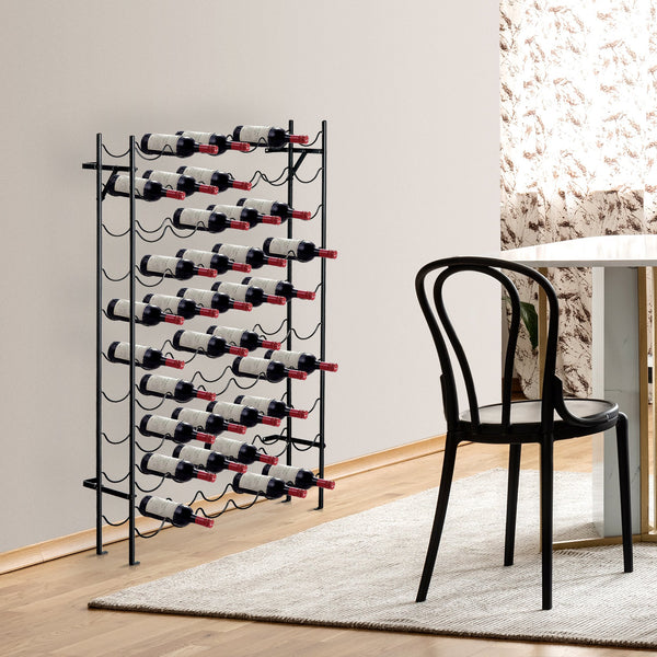 Wine rack for 60 bottles, metal, black