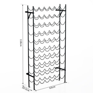 Wine rack for 60 bottles, metal, black