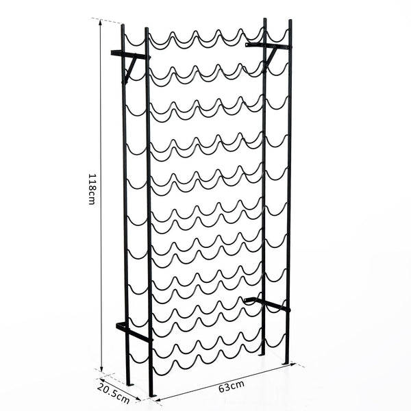 Wine rack for 60 bottles, metal, black