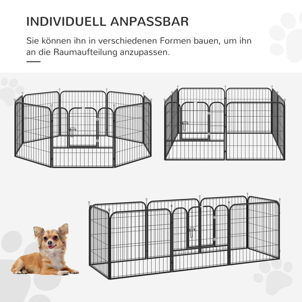Welpenauslauf Freigehege Laufstall Metall 79x79cm Schwarz