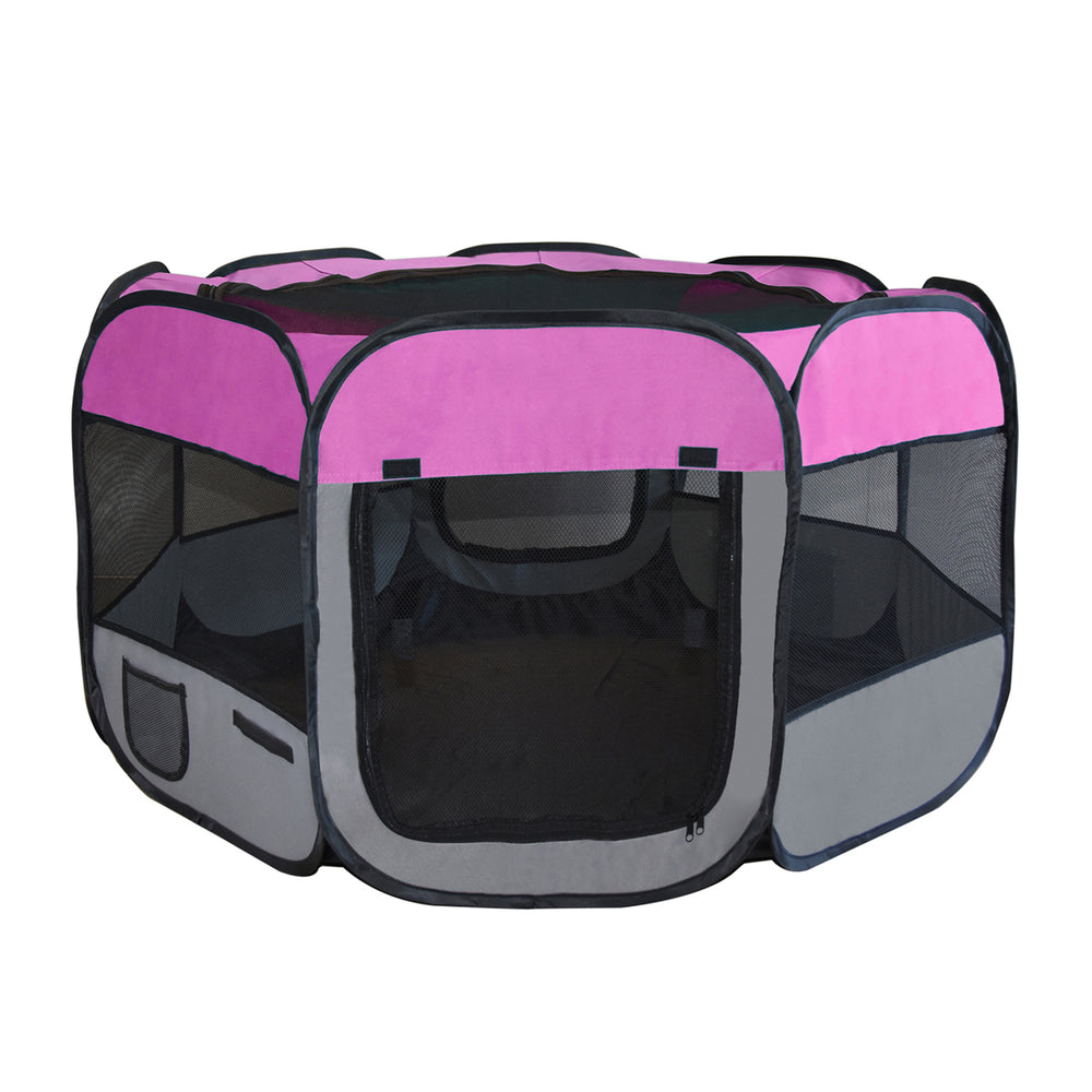 Foldable pink puppy playpen
