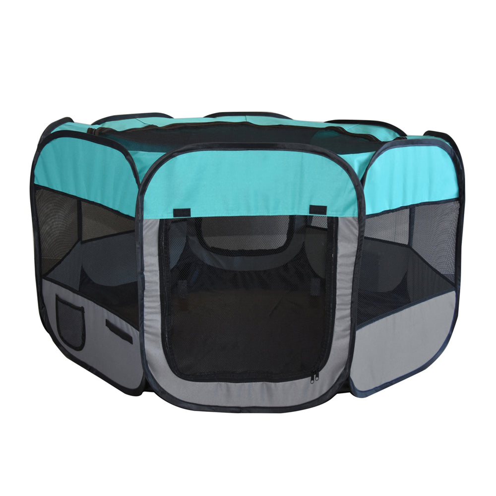 Foldable puppy playpen, turquoise