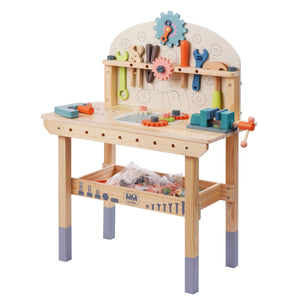 Werkbank Kinder Holz 68-teilig 80 cm bunt/natur