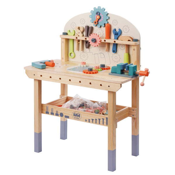 Werkbank Kinder Holz 68-teilig 80 cm bunt/natur