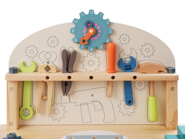 Werkbank Kinder Holz 68-teilig 80 cm bunt/natur