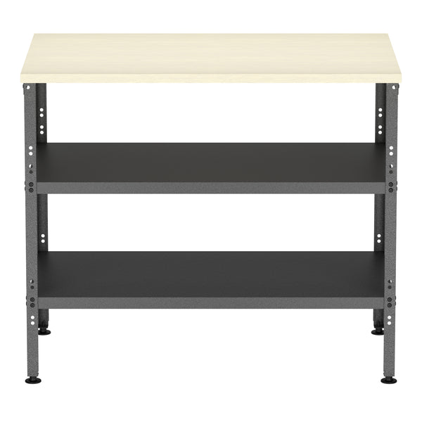 Werkbank MAKSIMUS mit 2 Ablagen 100 x 55 cm anthrazit/natur