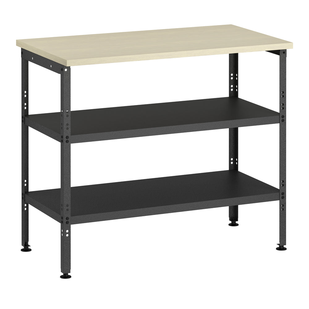 Werkbank MAKSIMUS mit 2 Ablagen 100 x 55 cm anthrazit/natur