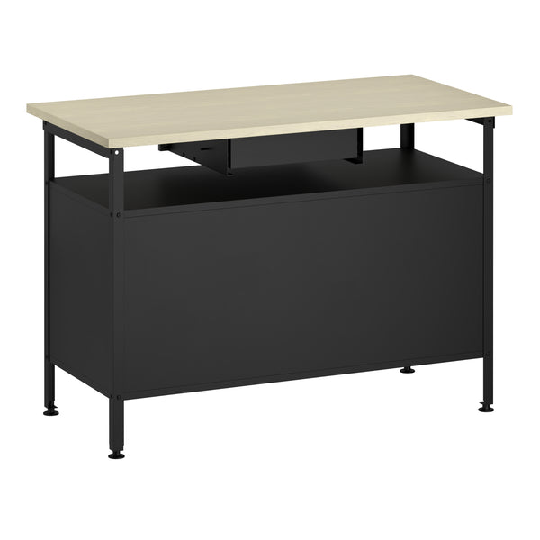 Werkbank MAKSIMUS 2 Türen 1 Schublade 120 x 60 cm anthrazit/schwarz/natur