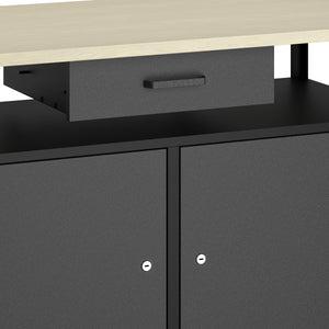 Werkbank MAKSIMUS 2 Türen 1 Schublade 120 x 60 cm anthrazit/schwarz/natur