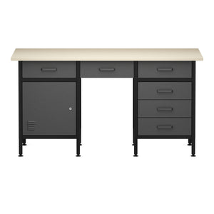 Werkbank MAKSIMUS 6 Schubladen 1 Tür 160 x 60 cm anthrazit/schwarz/natur